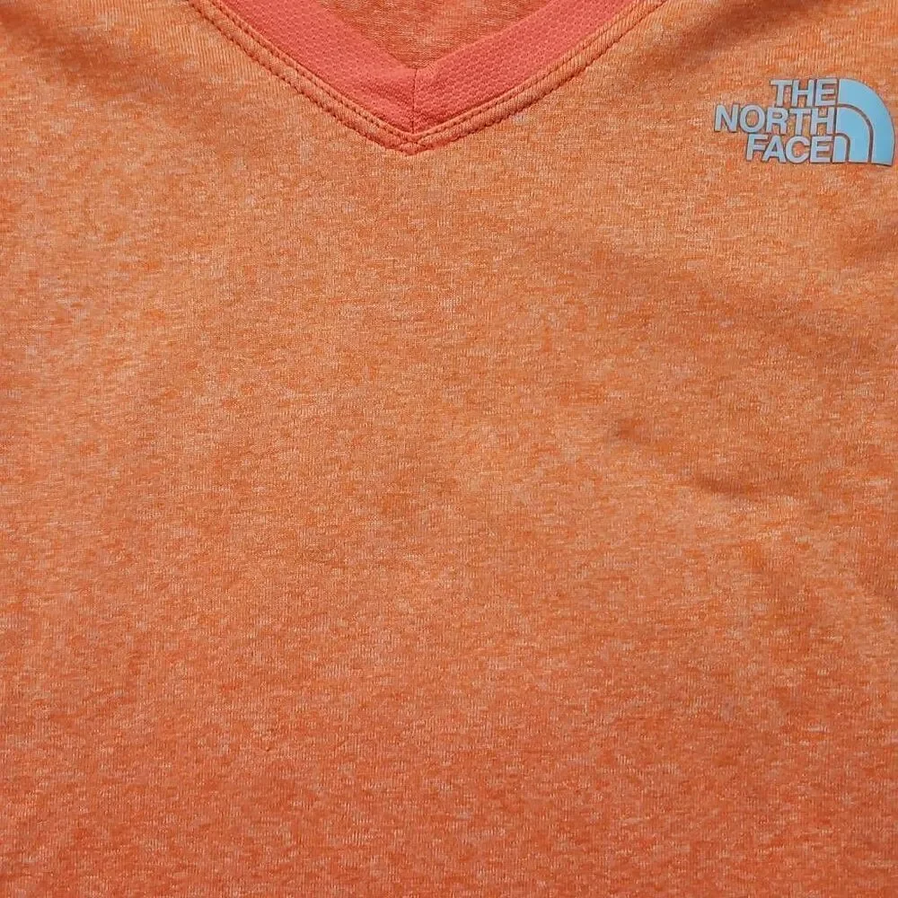 North Face Flash Dry Athletic V Neck Orange Short Sleeve Top Womens Size Large - Picture 7 of 7